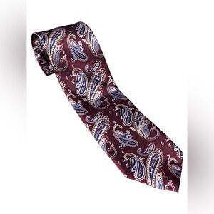 Geoffrey Beene vintage  XLONG 100% silk Burgundy paisley tie! NWOT🔥